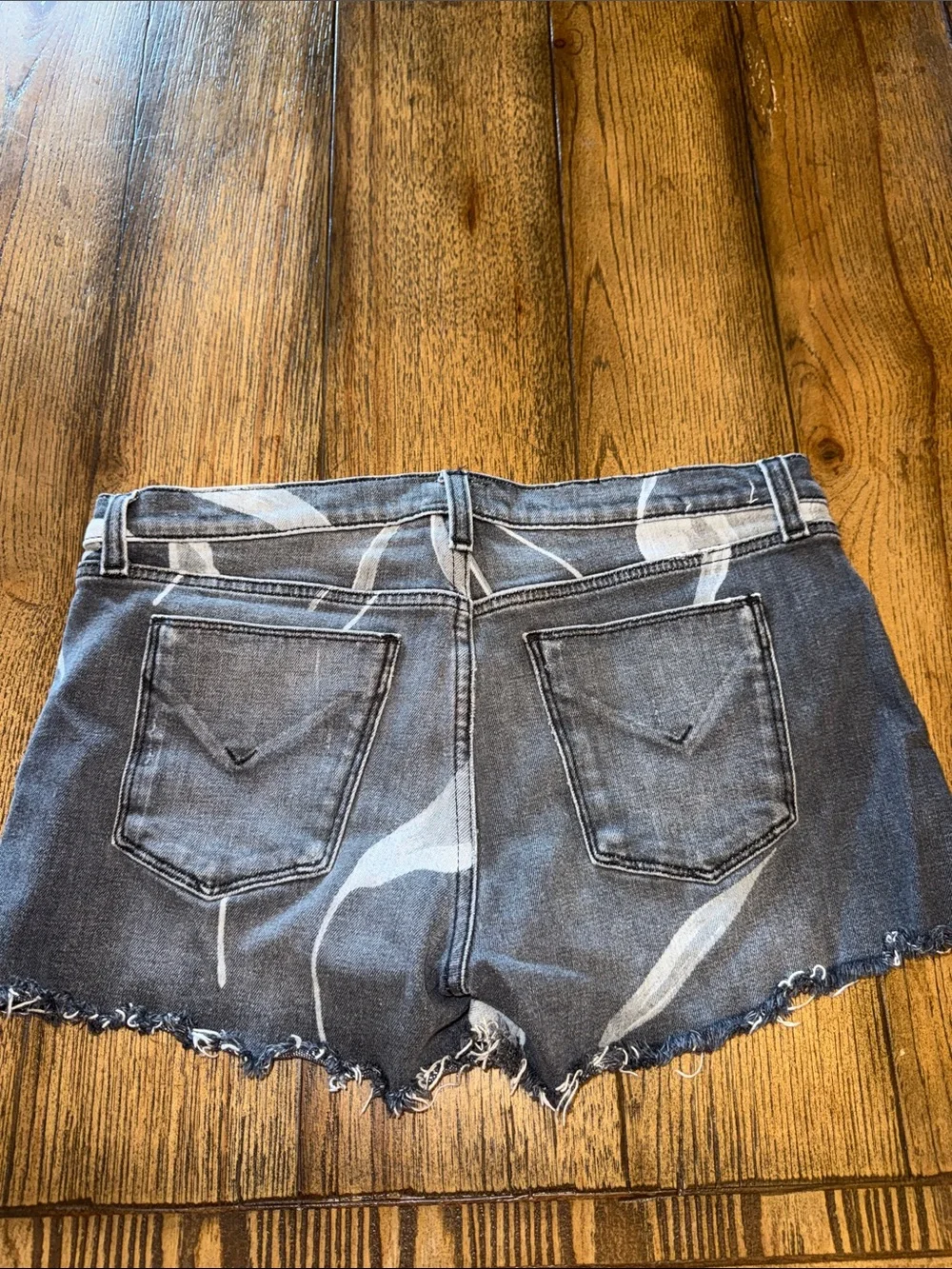 Hudson Jeans Kenzie Noir Bloom Black Floral Print Frayed Denim Shorts
